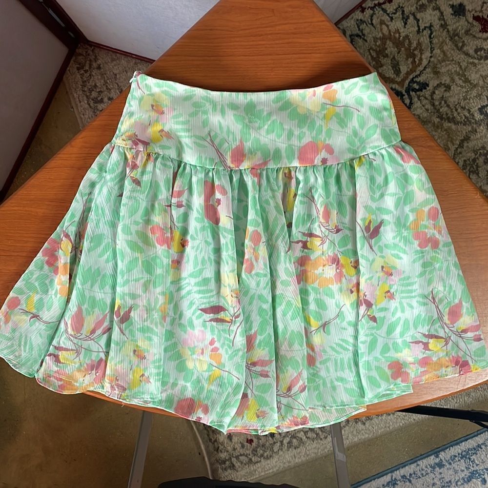 GAP Bright Multicolored Floral Skirt w/ Lining & Zipper on Side (Size:0) - Picture 12 of 14
